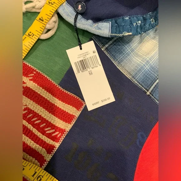 Polo Country Ralph Lauren Flag Patchwork Fleece Hoodie Multi Color Mens Sz M